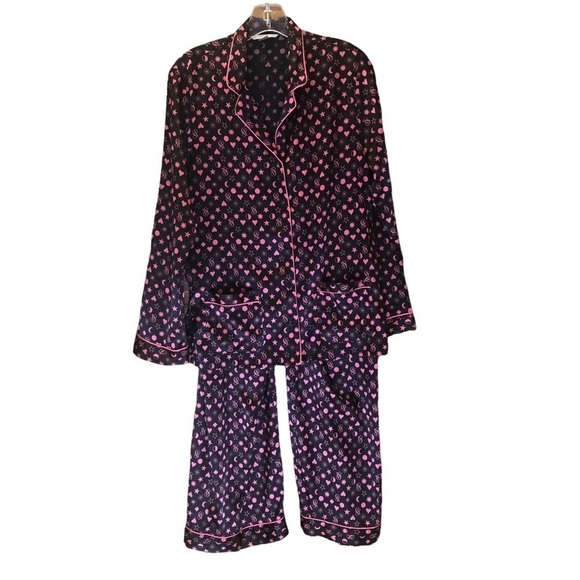 Victoria Secrets/ After Hours / Faux Satin soft 2 Pc. Pajama set / pink & black